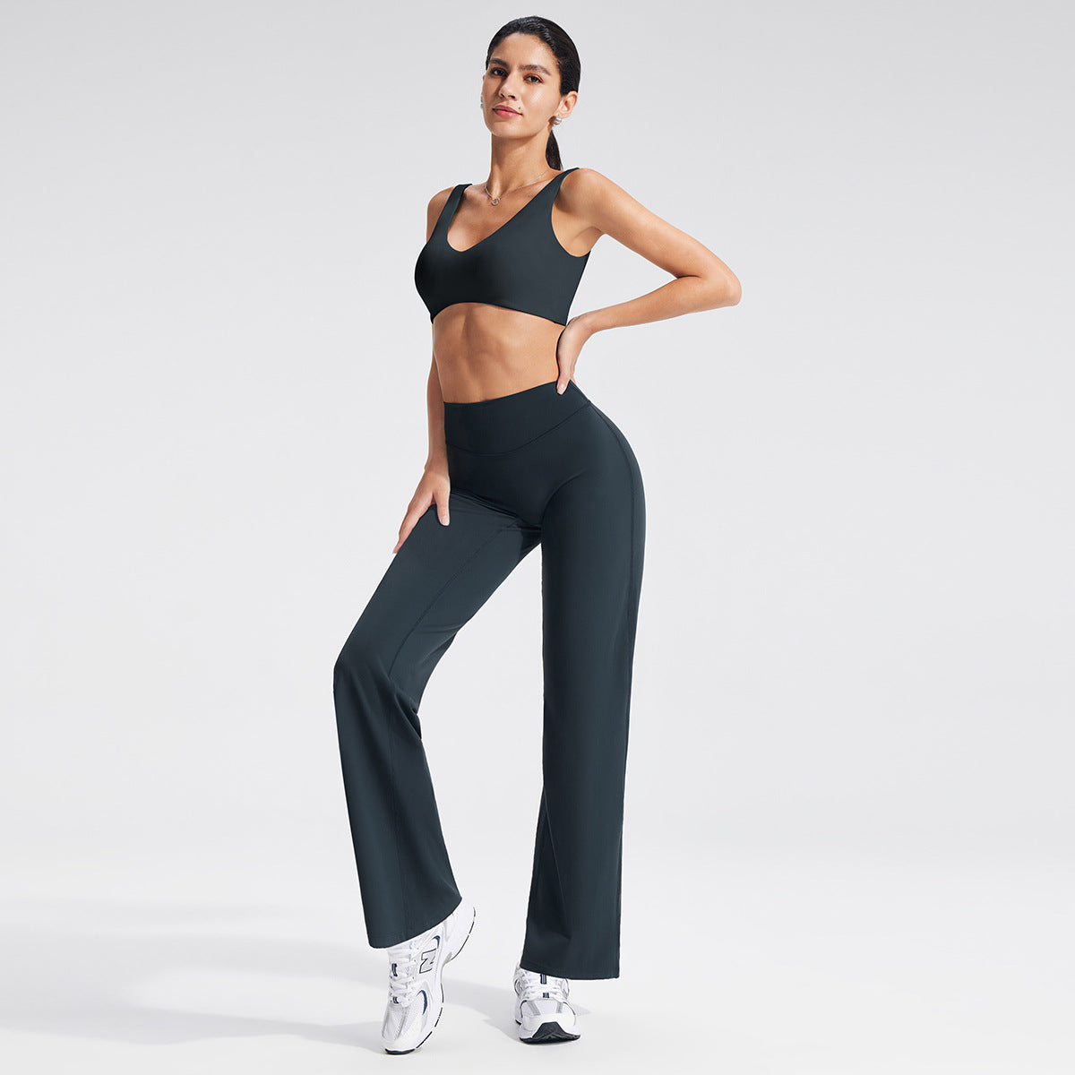 Women’s Yoga Set Deep V-Neck Sports Bra and Leggings