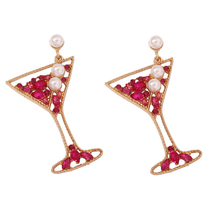 Pearl Pave Crystal Hollow Alloy Drop Earrings Chic