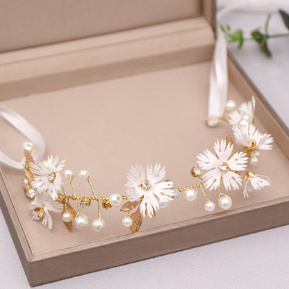 Minimalist Daisy Crystal Handmade Headband Wedding Hairpiece