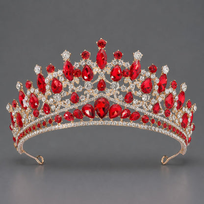 Queen Crown with Crystals for Bride Retro Style Wedding Accessories