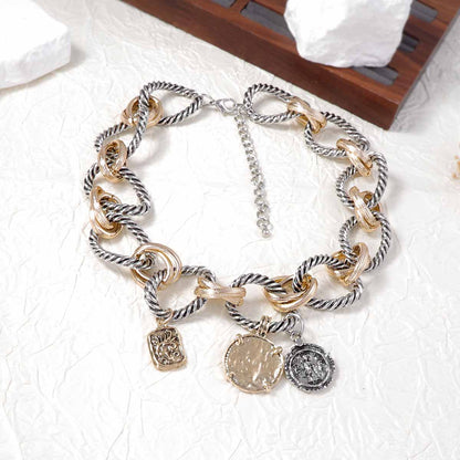 Alloy Geometric O Ring Badge Necklace Casual Chic