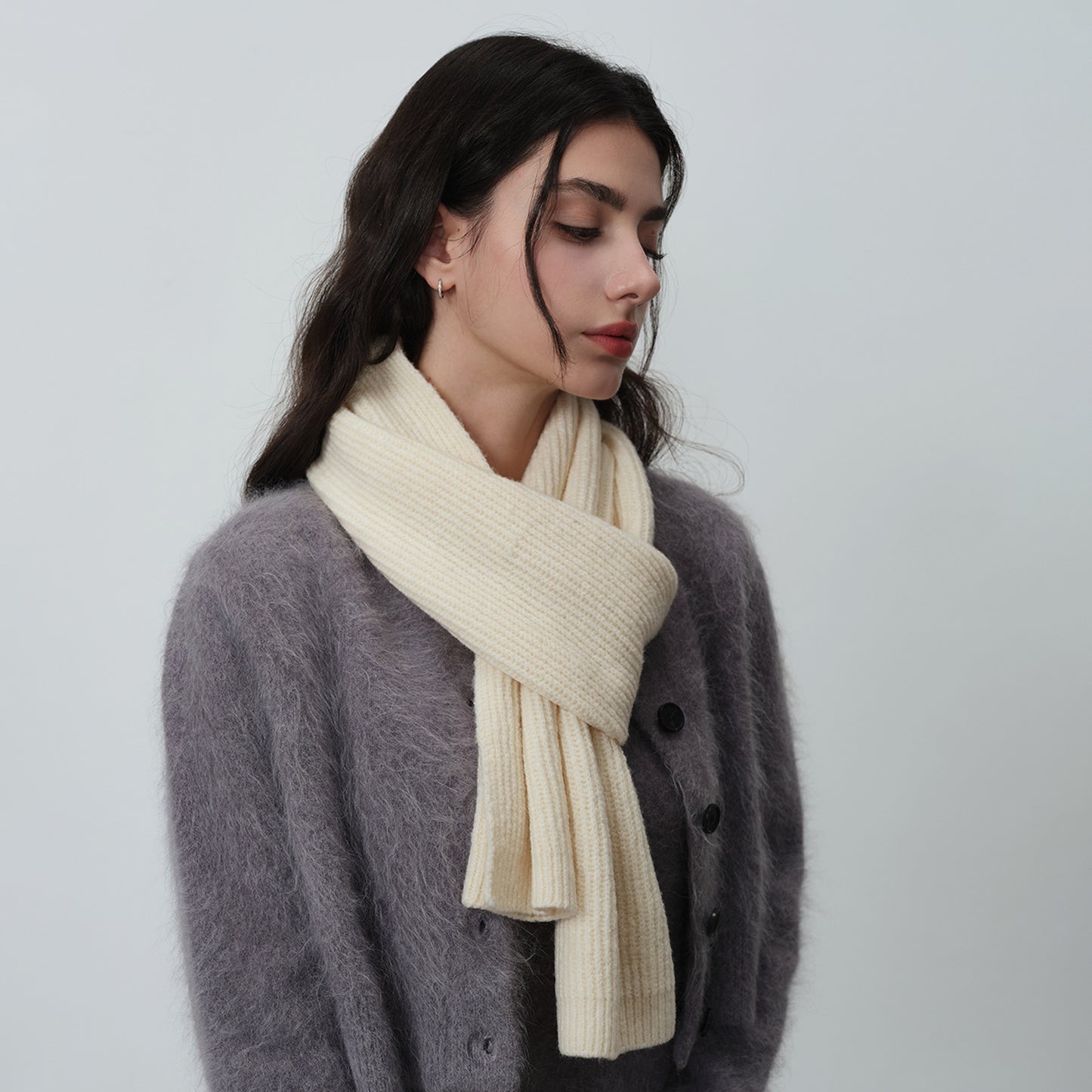 Wool Blend Knitted Scarf Soft Warm Cozy Fashionable Neck Warmer