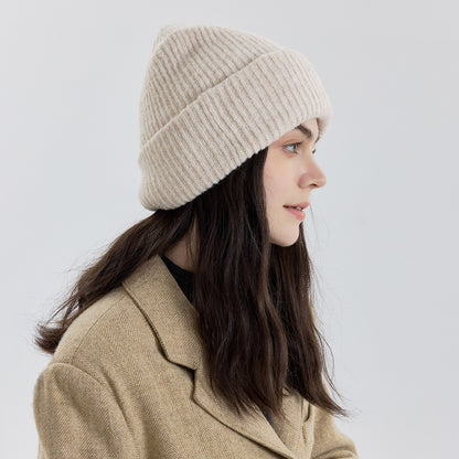 Women's Double-Layer Knitted Hat with Wool - Warm, Stylish, and Versatile