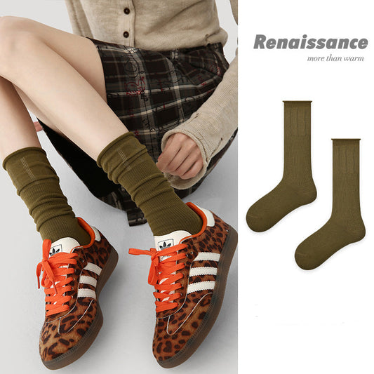 Mid Calf Slouch Socks Seamless Cotton Moisture Wicking