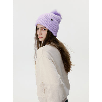 Trendy Solid Color Knit Beanie with Pom-Pom for Unisex