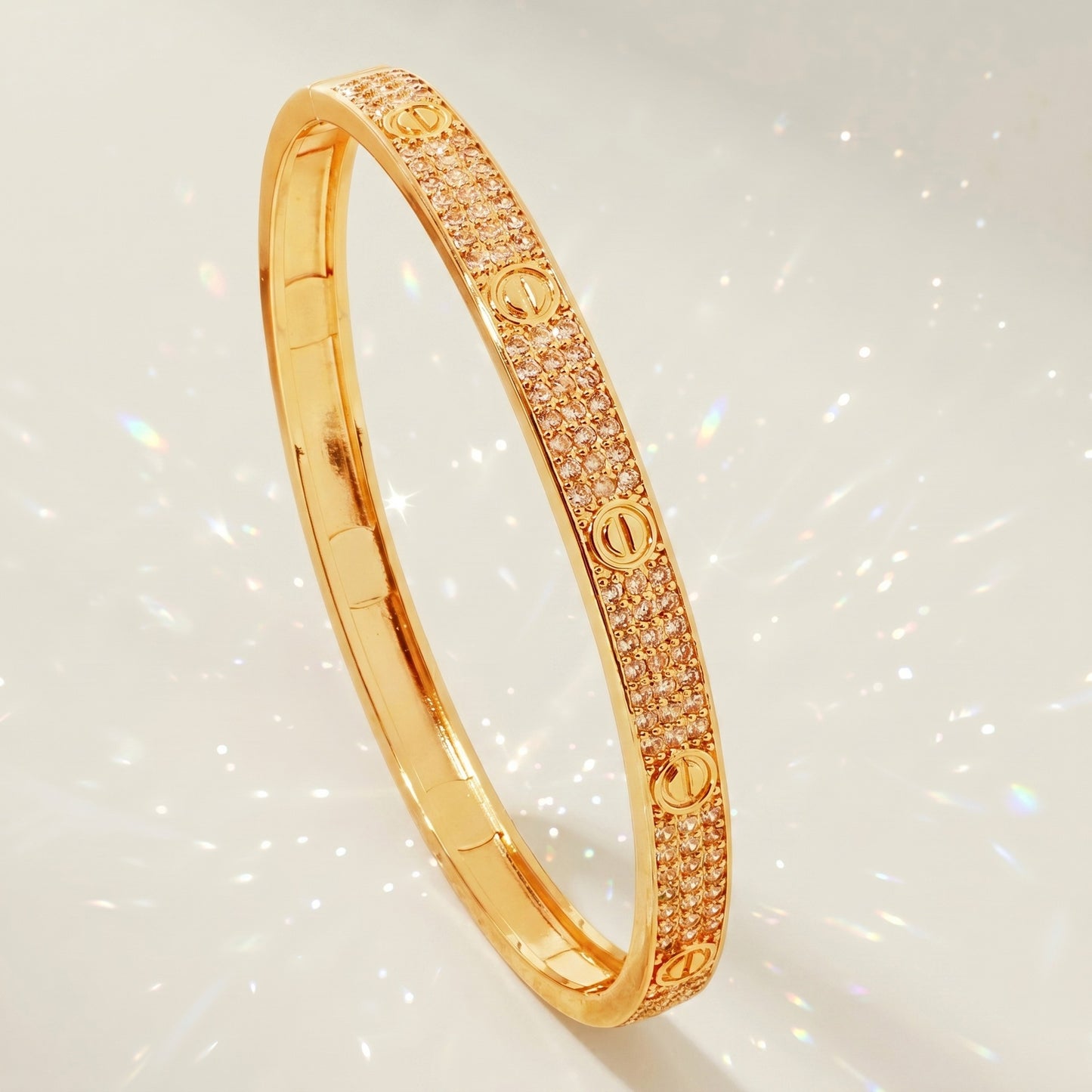 High-End Zirconia Stone Bangle with Nail Design for Weddings and Parties