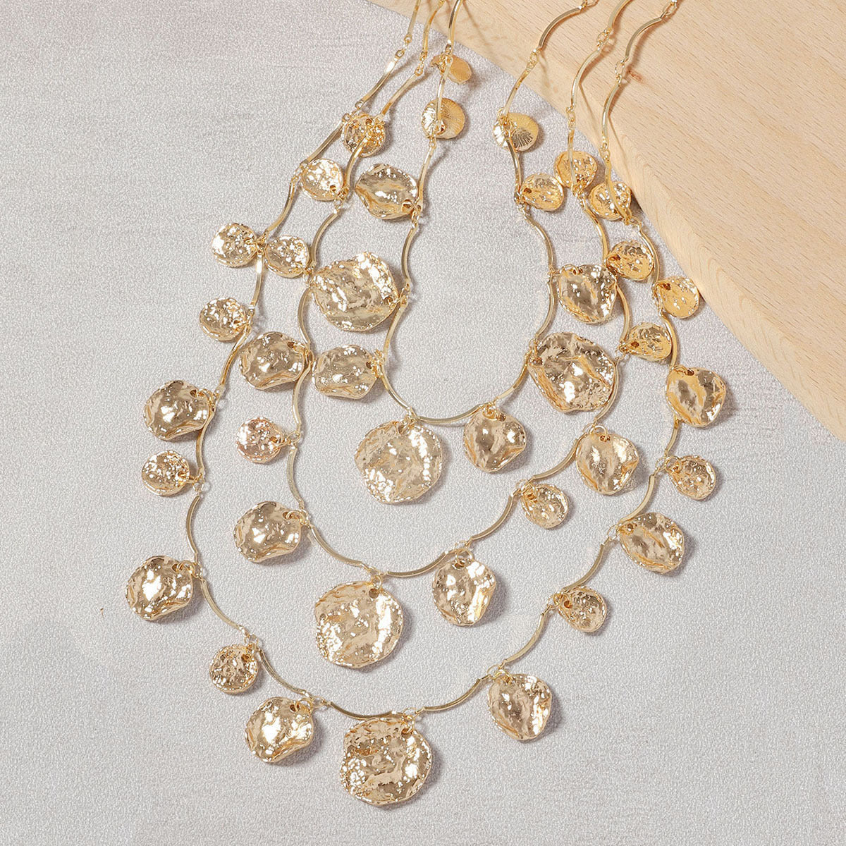 Layered Geometric Circle Pendant Necklace Retro Street