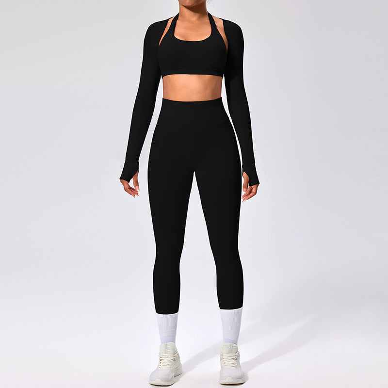 Women's Outdoor Yoga Set with Open Back Sports Bra and Pants