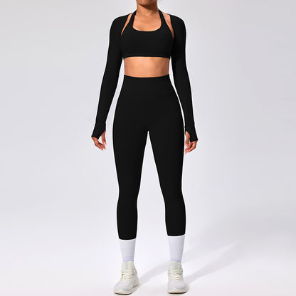 Women's Outdoor Yoga Set with Open Back Sports Bra and Pants