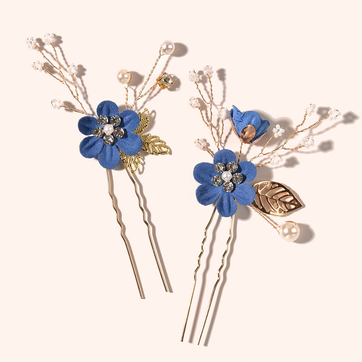 Bridal Blue Flower Hairpin Forest Inspired Wedding Hairpiece