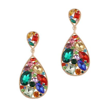 Earrings Colorful Rhinestone Geometric Statement Fashion