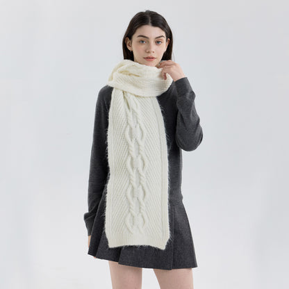 Rose Pattern Knitted Scarf for Women - Warm and Cozy