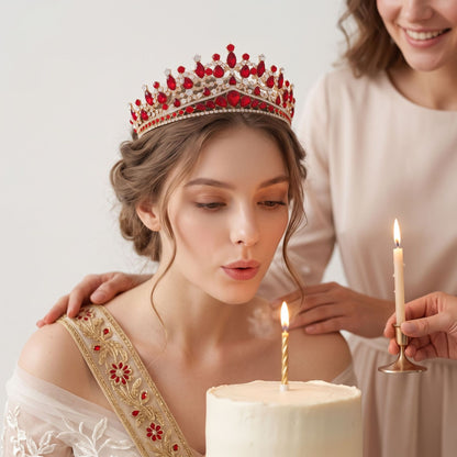 Queen Crown with Crystals for Bride Retro Style Wedding Accessories