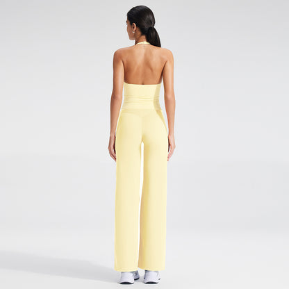Yoga Relaxed Fit V-Neck Crop Top Set with Removable Cups