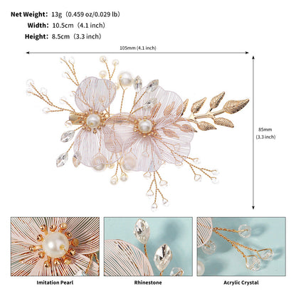 Handmade Floral Pearl Hair Clips for Weddings and Parties