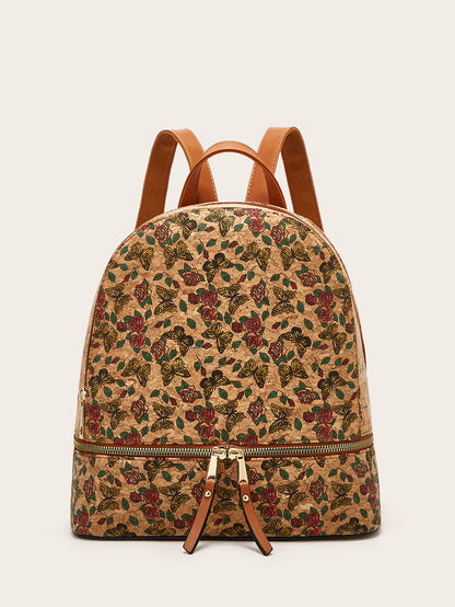 Cork Laptop Backpack Floral Print Stylish Casual Backpack