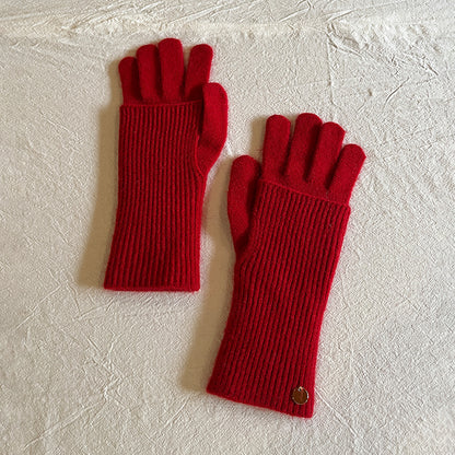 Women's Removable Touchscreen Wool-Blend Fingerless Gloves