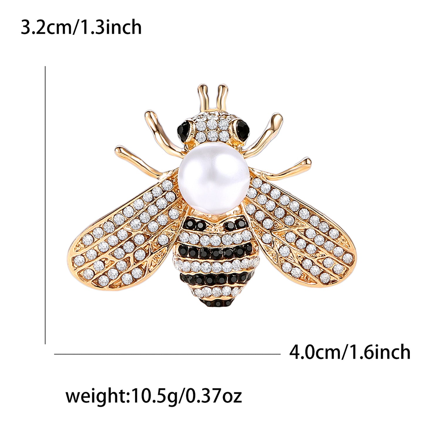 Trendy Alloy Rhinestone Bee Brooch Pearl Pin for Women's Blazer