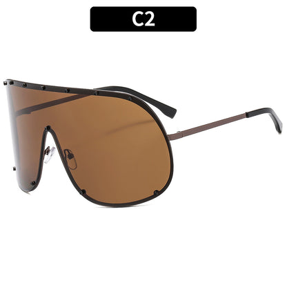 Chic Brown Oversized Sunglasses UV400 Protection