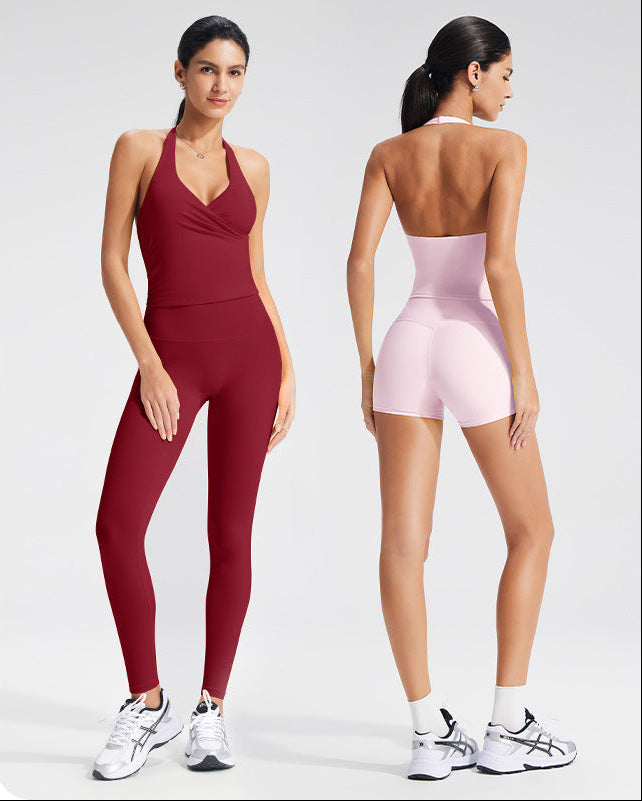 V-Neck Yoga Tank Top with Built-in Bra for Women