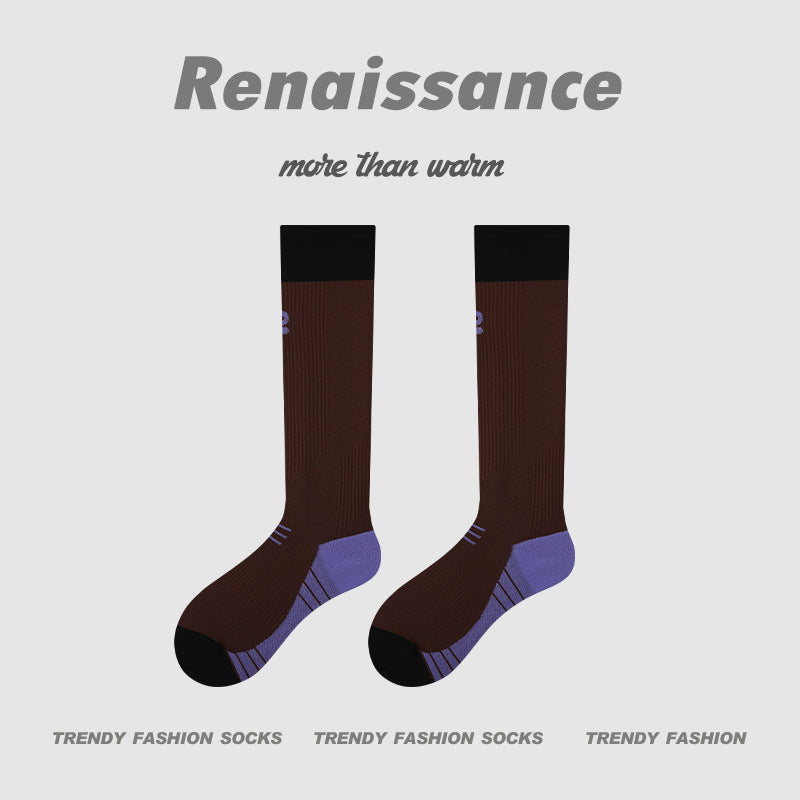 Compression Calf Socks Colorblock Breathable Fitness