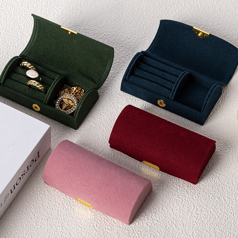 Mini Pearl Texture Velvet Jewelry Box Travel Case