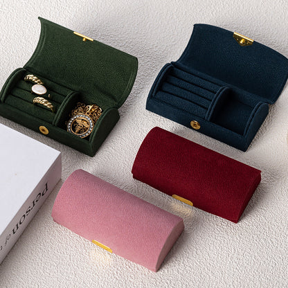 Mini Pearl Texture Velvet Jewelry Box Travel Case