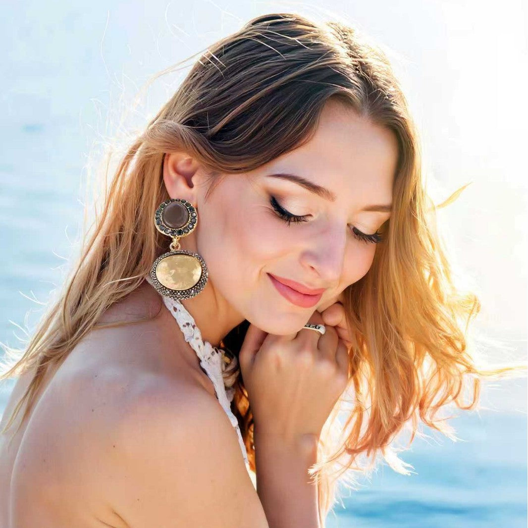 Earrings Geometric Button Drop Lightweight Versatile