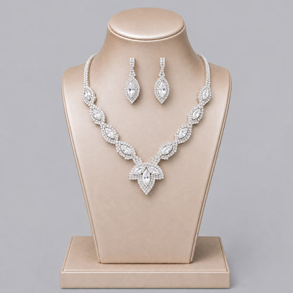 Elegant Crystal Jewelry Set with Necklace and Earrings for Parties