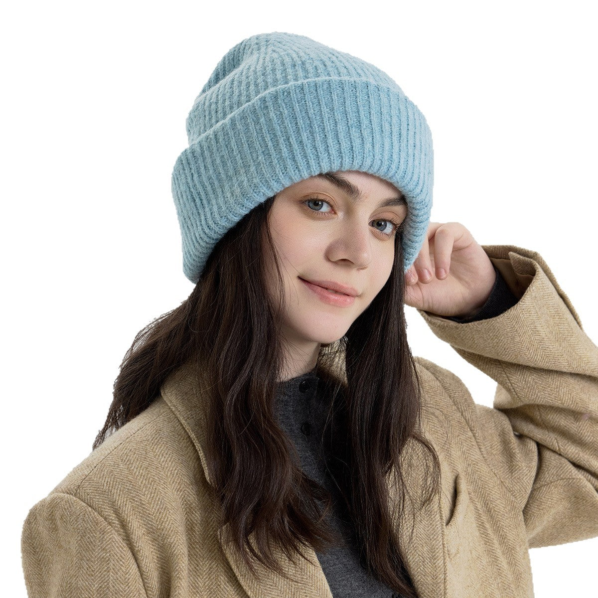 Women's Double-Layer Knitted Hat with Wool - Warm, Stylish, and Versatile