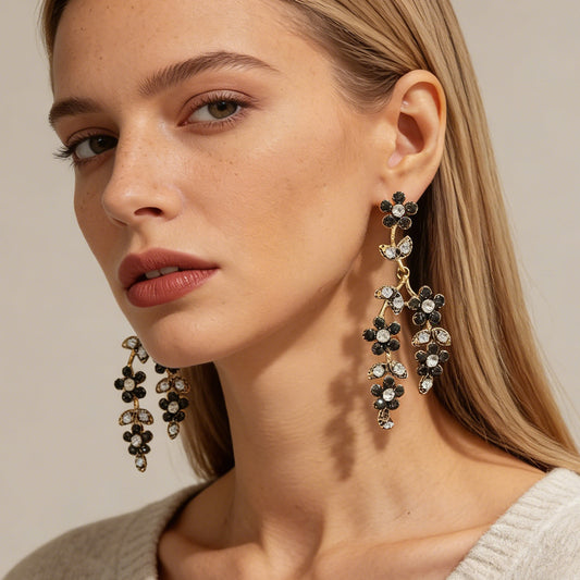 Alloy Sparkling Branch Floral Drop Earrings Evening