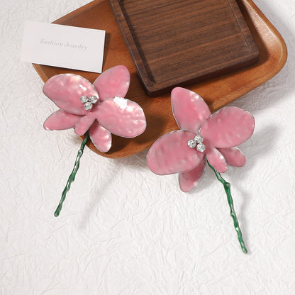 Statement Enamel Flower Dangle Earrings Resort Chic