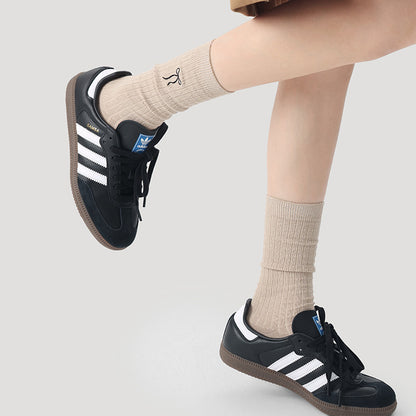 Renaissance Embroidered Bow Cotton Mid Calf Socks