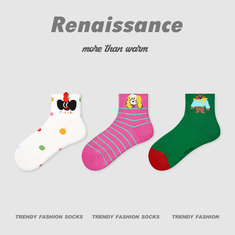 Socks Embossed Floral Combed Cotton Seamless Toe Casual