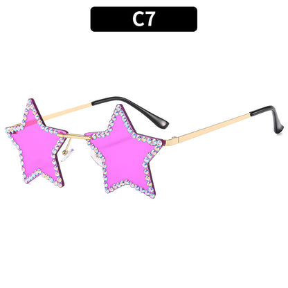Trendy Geometric Star-Shaped Sunglasses with Metallic Frame