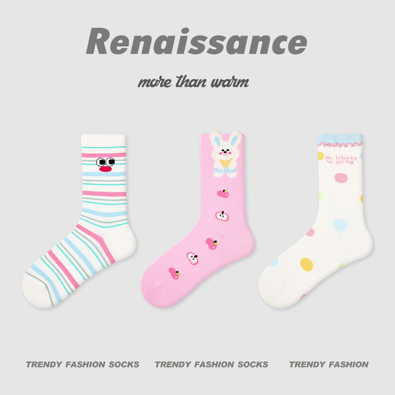 Socks Renaissance Animal Cartoon Combed Cotton Casual
