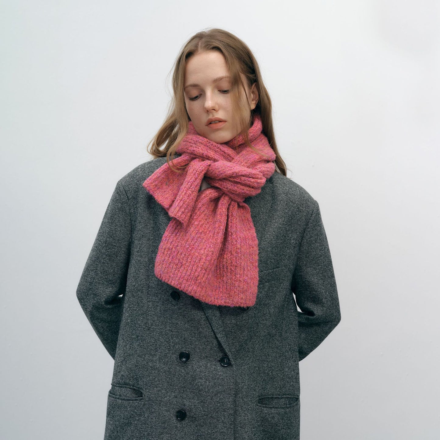 Unisex Solid Color Wool Blend Knitted Beanie and Scarf Set