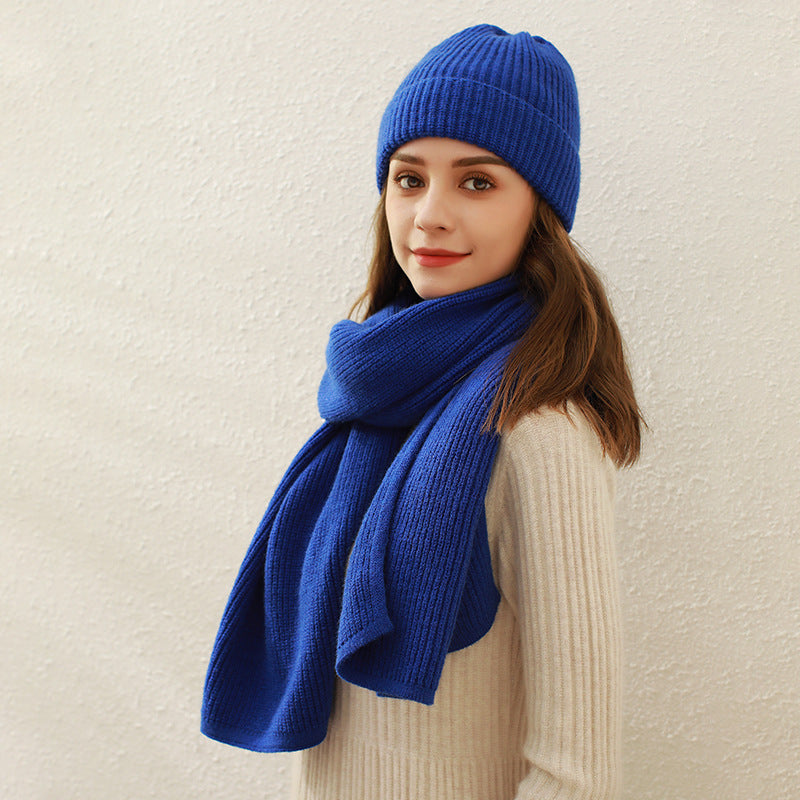 Solid Color Knitted Scarf Set for Women - Winter Warmth