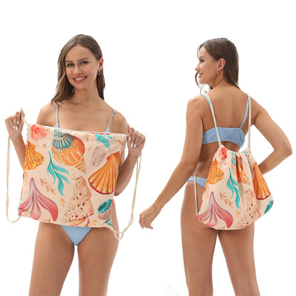Foldable Beach Towel with Floral Print - Quick-Dry Microfiber
