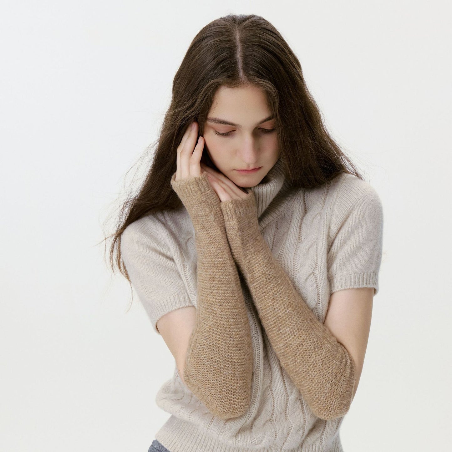 Trendy Solid Color Fingerless Knit Gloves for Fall/Winter