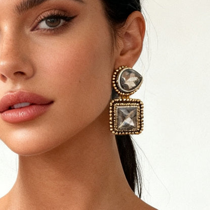 Pendant Earrings Geometric Rhinestone Elegant Everyday