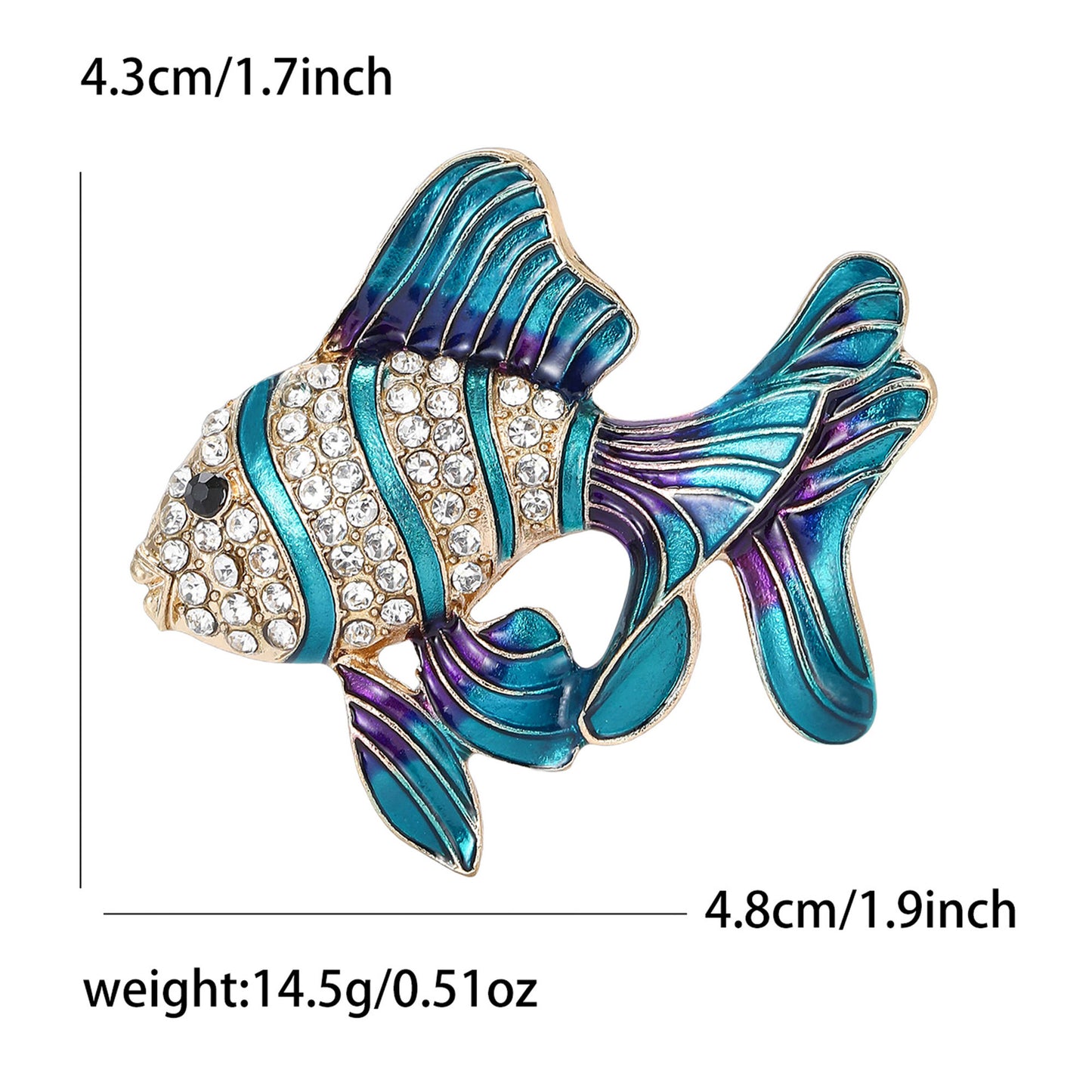 Luxury Enamel Goldfish Brooch Pendant Cute Animal Pin Jewelry
