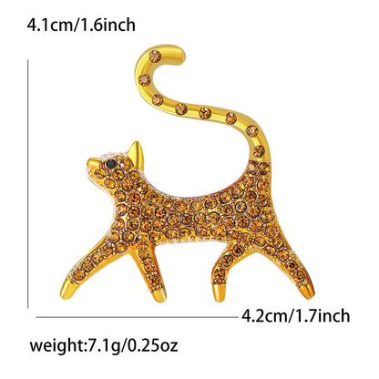 Fashionable Cartoon Cat Brooch Alloy Rhinestone Pin for Women