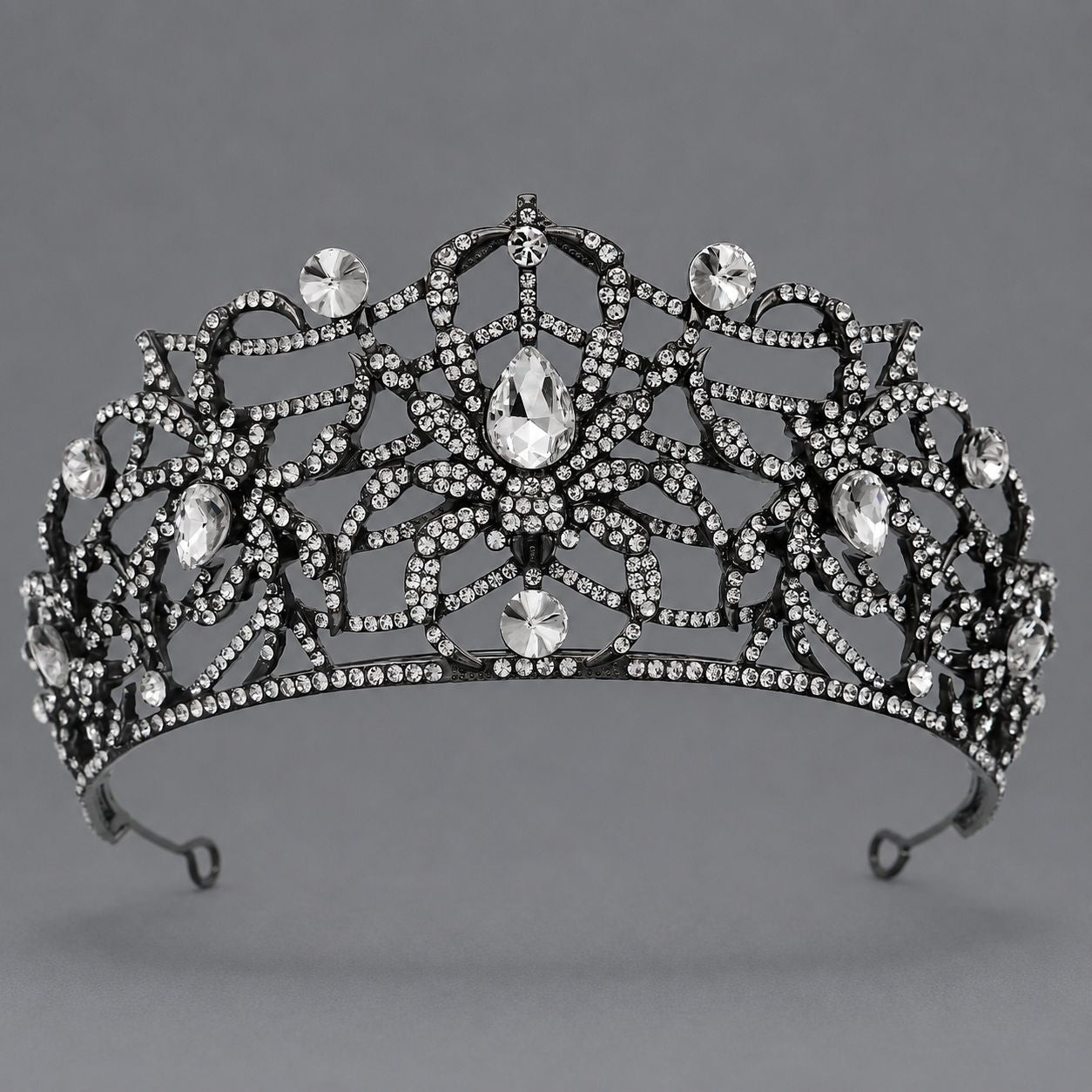 Dark Fantasy Alloy Crown with Rhinestones for Halloween Parties