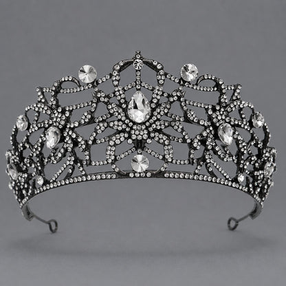 Dark Fantasy Alloy Crown with Rhinestones for Halloween Parties