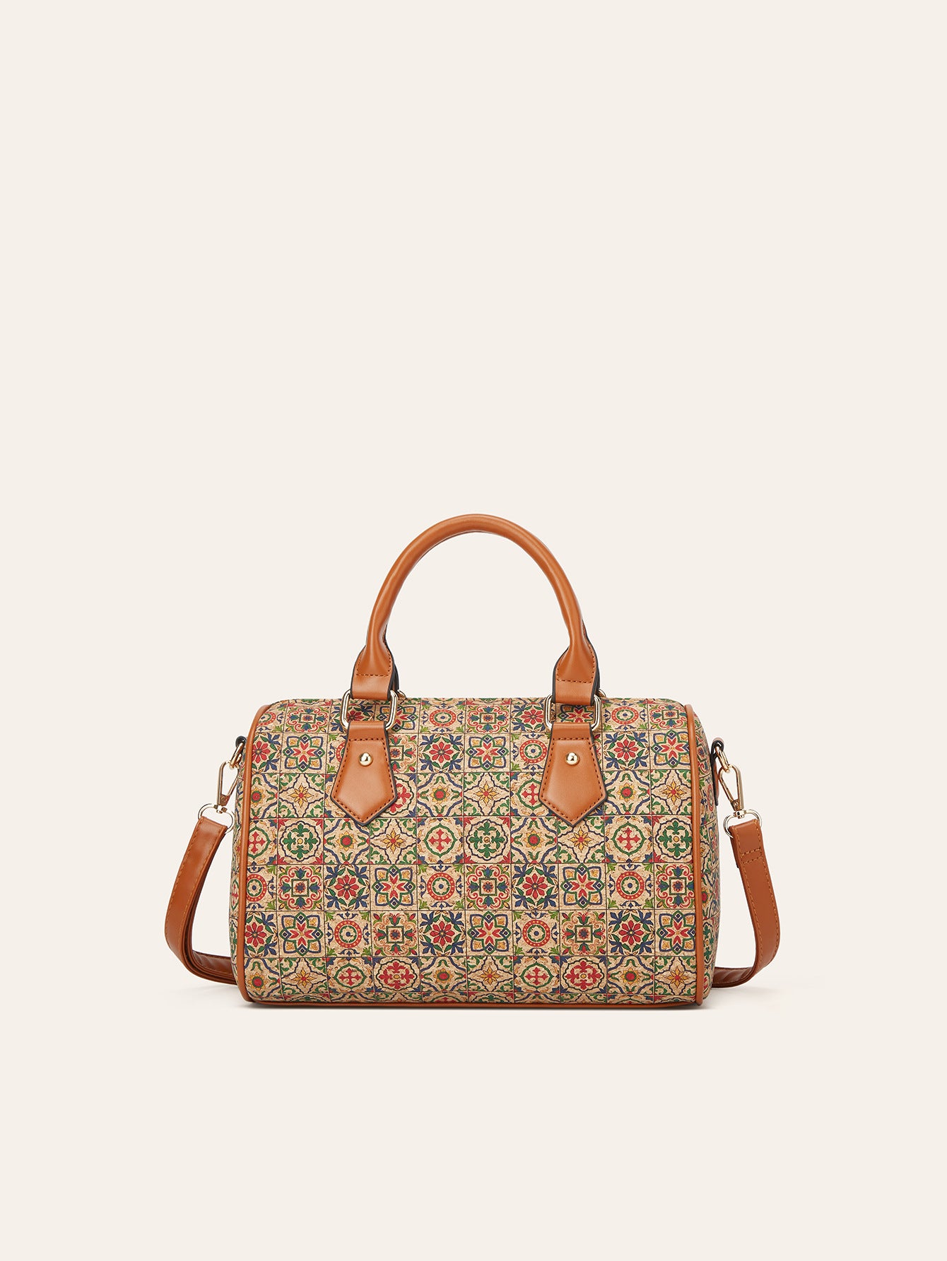 Retro Cork Texture Tote Bag with Ethnic Print