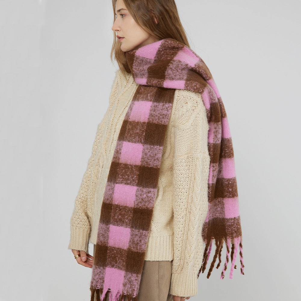 Chic Plaid Scarf for Women - Cozy Warm Shawl for Winter