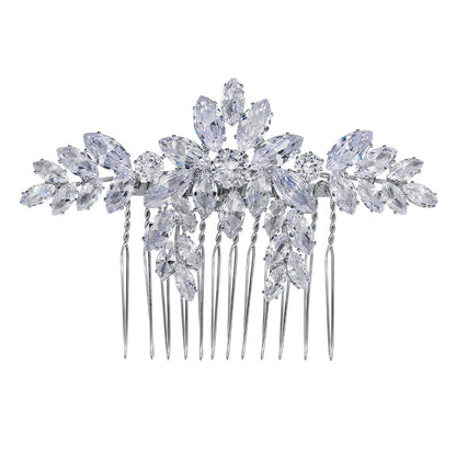 Vintage Floral Zircon Hair Comb Elegant Bridal Headpiece