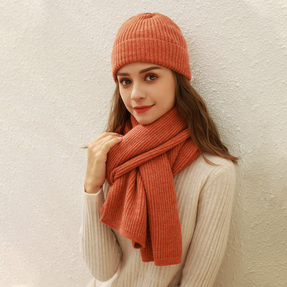 Solid Color Knitted Scarf Set for Women - Winter Warmth