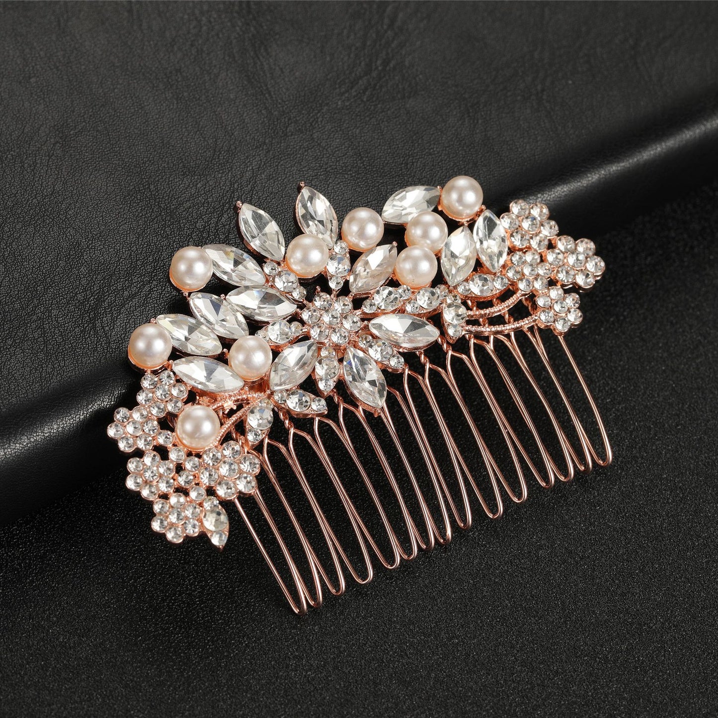 Minimalist Pearl Rhinestone Wedding Hair Comb